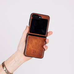 Funda de cuero Lucca Snap-On para Samsung Galaxy Z Flip 5 (6,7 pulgadas)