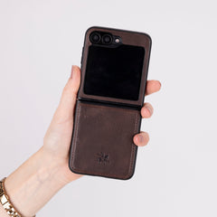 Funda de cuero Lucca Snap-On para Samsung Galaxy Z Flip 5 (6,7 pulgadas)