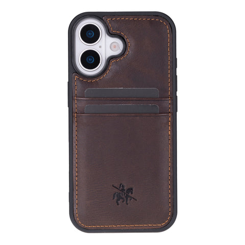 Funda tipo billetera de cuero Capri Snap On para iPhone 15
