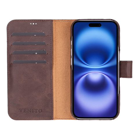 Funda tipo billetera de cuero con bloqueo RFID Florence para iPhone 15