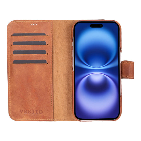 Funda tipo billetera de cuero con bloqueo RFID Florence para iPhone 15