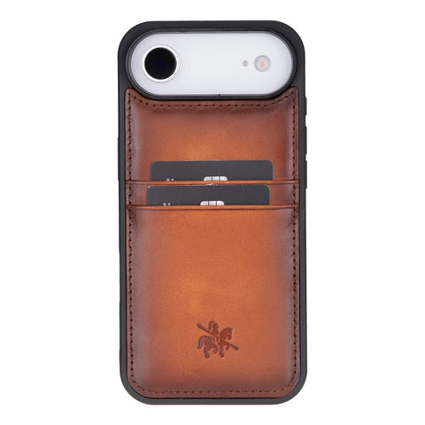 Funda tipo billetera de cuero Capri Snap On para iPhone 15 Plus