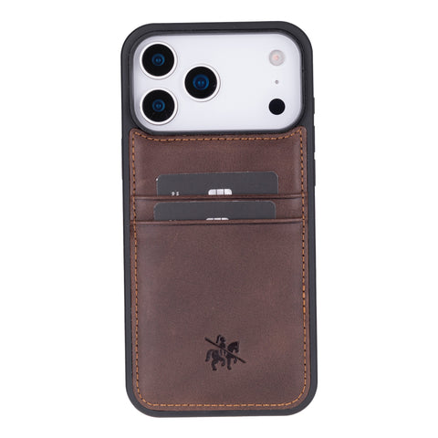 Funda tipo billetera de cuero Capri Snap On para iPhone 15 Pro
