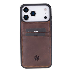 Funda tipo billetera de cuero Capri Snap On para iPhone 15 Pro Max
