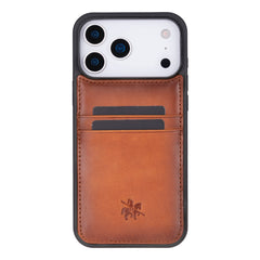 Funda tipo billetera de cuero Capri Snap On para iPhone 15 Pro Max