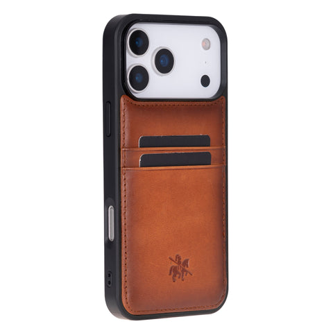 Funda tipo billetera de cuero Capri Snap On para iPhone 15 Pro