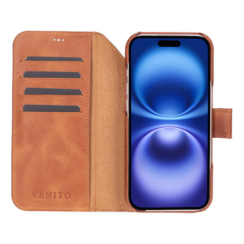 Funda tipo billetera de cuero con bloqueo RFID Florence para iPhone 15 Plus