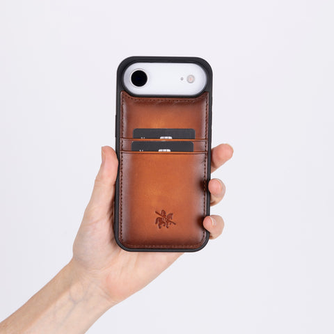 Funda tipo billetera de cuero Capri Snap On para iPhone 15 Plus