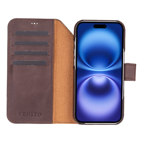 Funda tipo billetera de cuero con bloqueo RFID Florence para iPhone 15 Plus