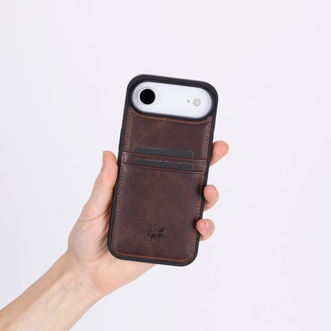 Funda tipo billetera de cuero Capri Snap On para iPhone 15 Plus