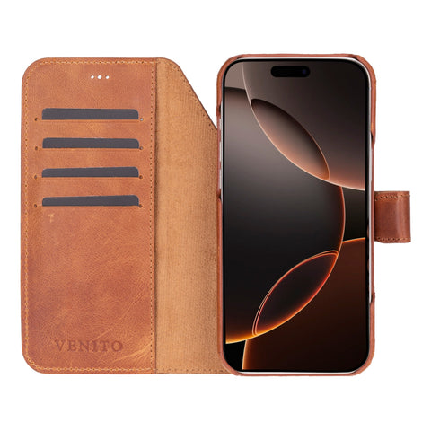 Funda tipo billetera de cuero con bloqueo RFID Florence para iPhone 15 Pro Max