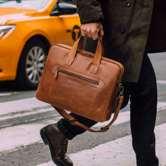 Milan Leather Messenger Laptop Bag for Men and Women