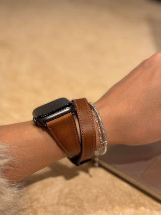 Serena Leather Double Wrap Band Strap for Apple Watch