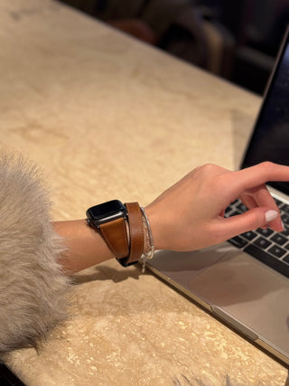 Serena Leather Double Wrap Band Strap for Apple Watch