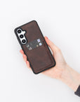 Funda tipo billetera de cuero Capri Snap On para Samsung Galaxy S24 Plus