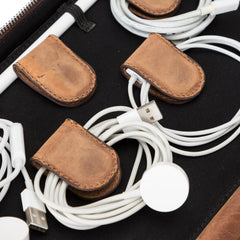 Travel Leather Cable Organizer