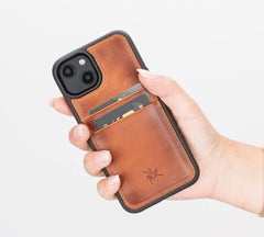 Funda tipo billetera de cuero Capri Snap On para iPhone 14