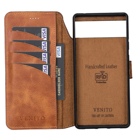Ravenna RFID Blocking Detachable Leather Wallet Case for Google Pixel 6