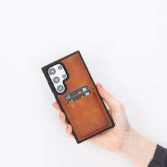Funda tipo billetera de cuero Capri Snap On para Samsung Galaxy S24 Ultra