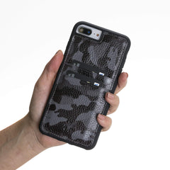 Funda tipo billetera de cuero Capri Snap On para iPhone 7 Plus