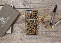 Funda tipo billetera de cuero Capri Snap On para iPhone 7 Plus