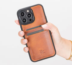 Funda tipo billetera de cuero Capri Snap On para iPhone 14 Pro Max
