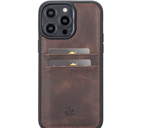 Funda tipo billetera de cuero Capri Snap On para iPhone 14 Pro Max