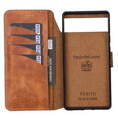 Funda tipo cartera de cuero desmontable con bloqueo RFID Ravenna para Google Pixel 7