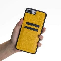 Funda tipo billetera de cuero Capri Snap On para iPhone 7 Plus