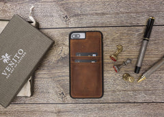 Funda tipo billetera de cuero Capri Snap On para iPhone 7 Plus