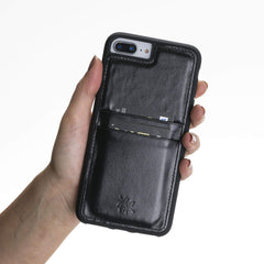 Funda tipo billetera de cuero Capri Snap On para iPhone 7 Plus