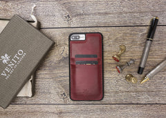 Funda tipo billetera de cuero Capri Snap On para iPhone 7 Plus