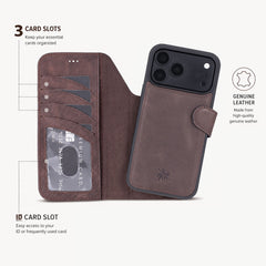 Ravenna RFID Blocking Detachable Leather Wallet Case for iPhone 18 Pro Max