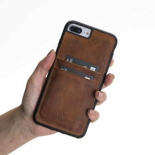 Funda tipo billetera de cuero Capri Snap On para iPhone 7 Plus
