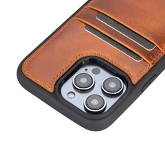 Funda tipo billetera de cuero Capri Snap On para iPhone 14 Pro Max