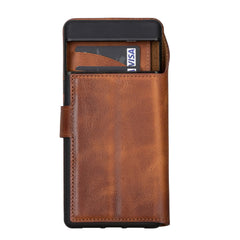 Estuche tipo billetera de cuero desmontable con bloqueo RFID Ravenna para Google Pixel 7 Pro en marrón antiguo