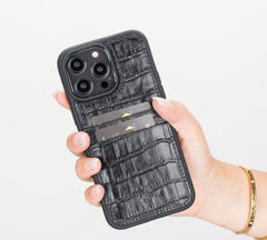 Funda tipo billetera de cuero Capri Snap On para iPhone 14 Pro Max