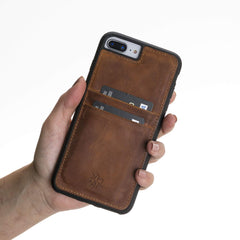 Funda tipo billetera de cuero Capri Snap On para iPhone 7 Plus