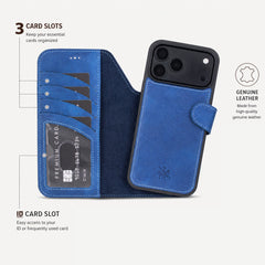 Ravenna RFID Blocking Detachable Leather Wallet Case for iPhone 18 Pro Max