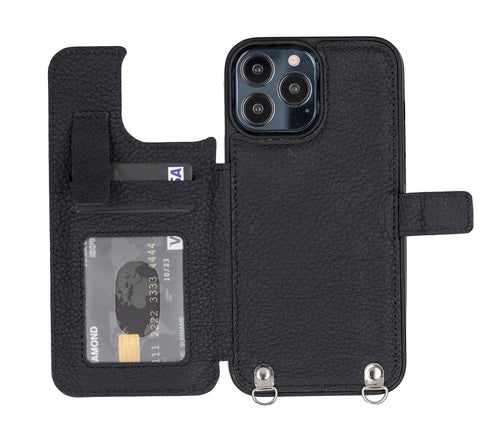 Fermo Funda de cuero para teléfono con billetera cruzada para iPhone 13 Pro Max