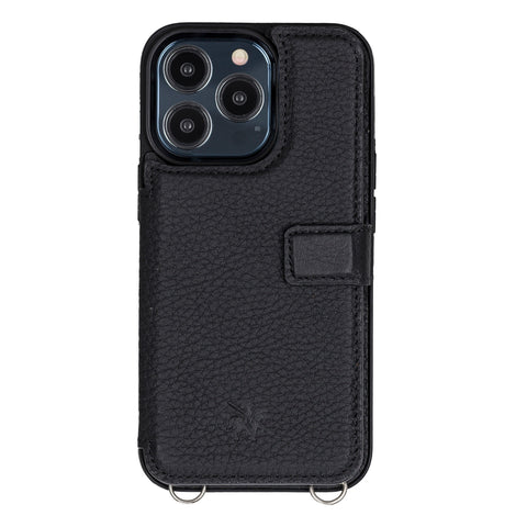 Fermo Funda de cuero para teléfono con billetera cruzada para iPhone 13 Pro