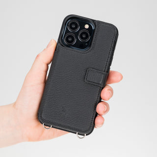 Fermo Funda de cuero para teléfono con billetera cruzada para iPhone 13 Pro