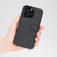 Fermo Funda de cuero para teléfono con billetera cruzada para iPhone 13 Pro