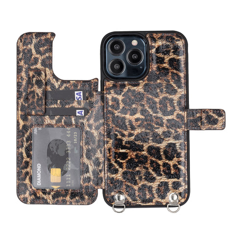 Fermo Funda de cuero para teléfono con billetera cruzada para iPhone 13 Pro Max
