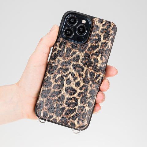 Fermo Funda de cuero para teléfono con billetera cruzada para iPhone 13 Pro Max