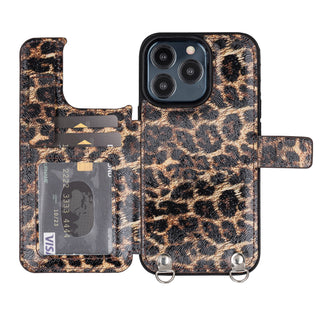 Fermo Funda de cuero para teléfono con billetera cruzada para iPhone 13 Pro