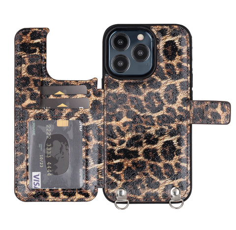 Fermo Funda de cuero para teléfono con billetera cruzada para iPhone 13 Pro