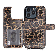 Fermo Funda de cuero para teléfono con billetera cruzada para iPhone 13 Pro