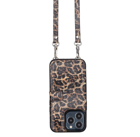 Fermo Funda de cuero para teléfono con billetera cruzada para iPhone 13 Pro