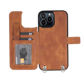 Fermo Funda de cuero para teléfono con billetera cruzada para iPhone 13 Pro Max